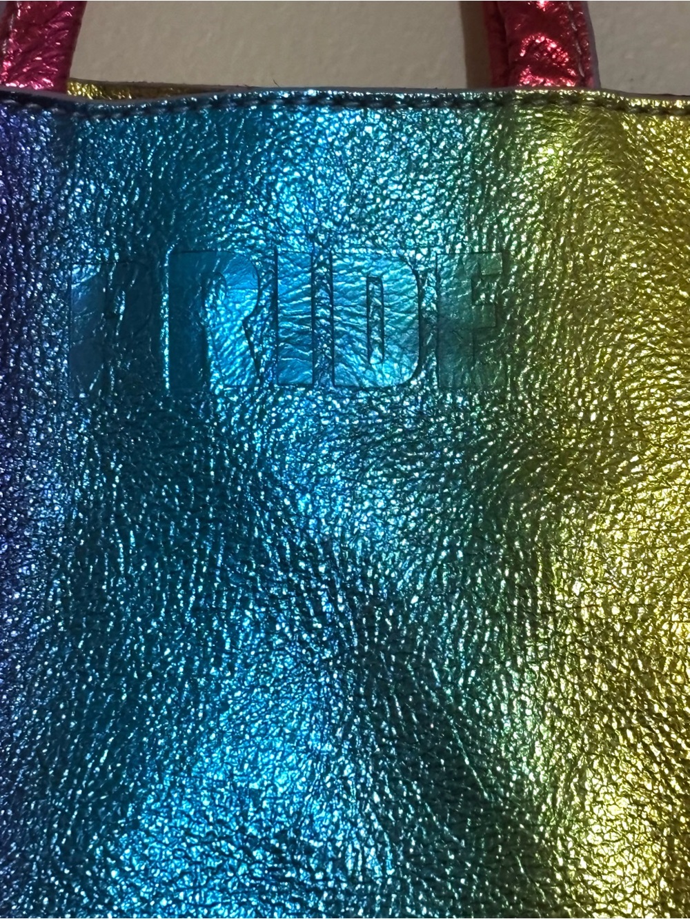 Metallic Rainbow Colorblock Tote Bag - Shiny Multicolor - Picture 3 of 9